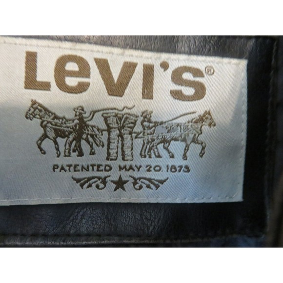 Levi’s Men Faux Leather Jacket Sz M Full Zip Rider Trucker Hooded Motorcycle - Picture 5 of 16